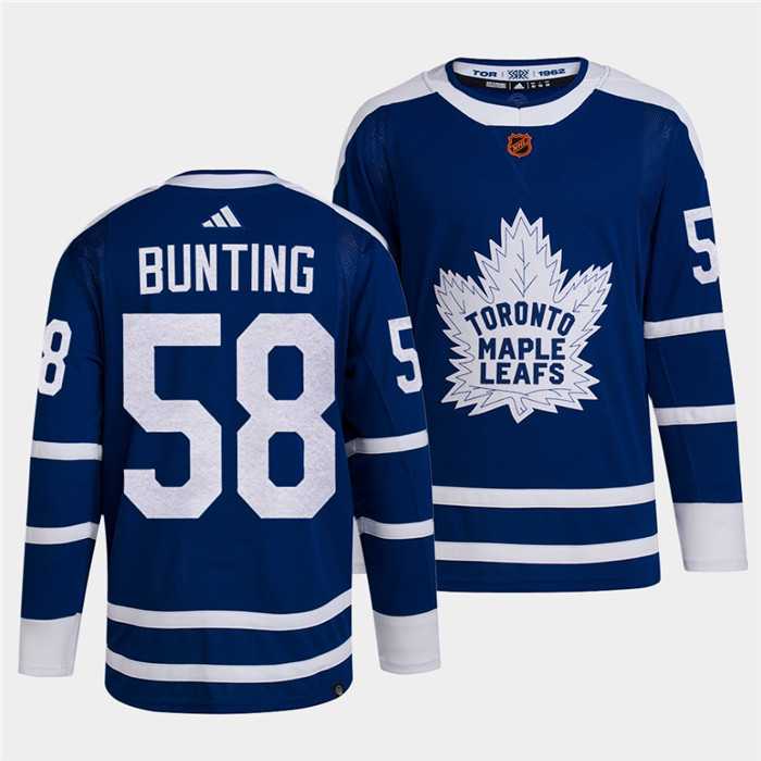 Men%27s Toronto Maple Leafs Black #58 Michael Bunting Blue 2022 Reverse Retro Stitched Jersey Dzhi->vancouver canucks->NHL Jersey